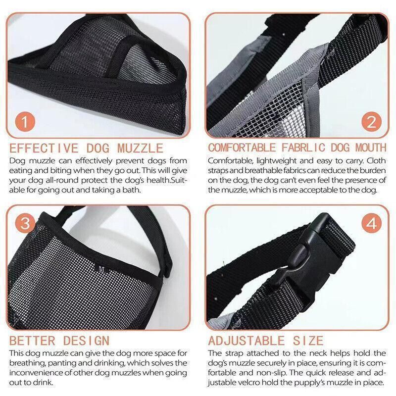 Adjustable XS Size Pet Dog Mask Mouth Muzzle Anti Barking Bite Stop Chewing Mask - Black