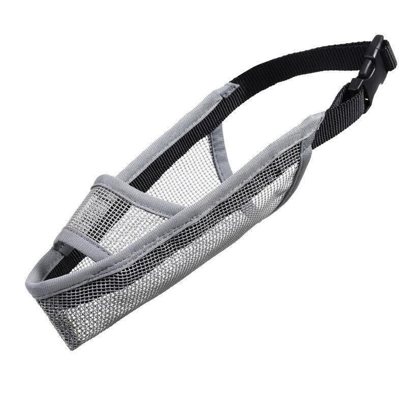 Adjustable XXS Size Pet Dog Mask Mouth Muzzle Anti Barking Bite Stop Chewing Mask - Grey