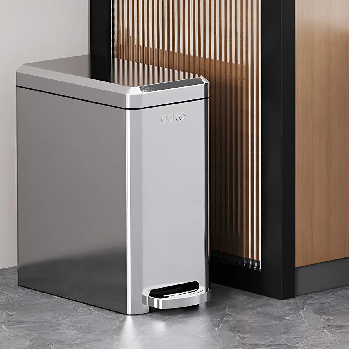 Kitchen Trash Can 9L Household Pedal Bin with Lid Large Capacity Waste Bucket - Tungsten Steel