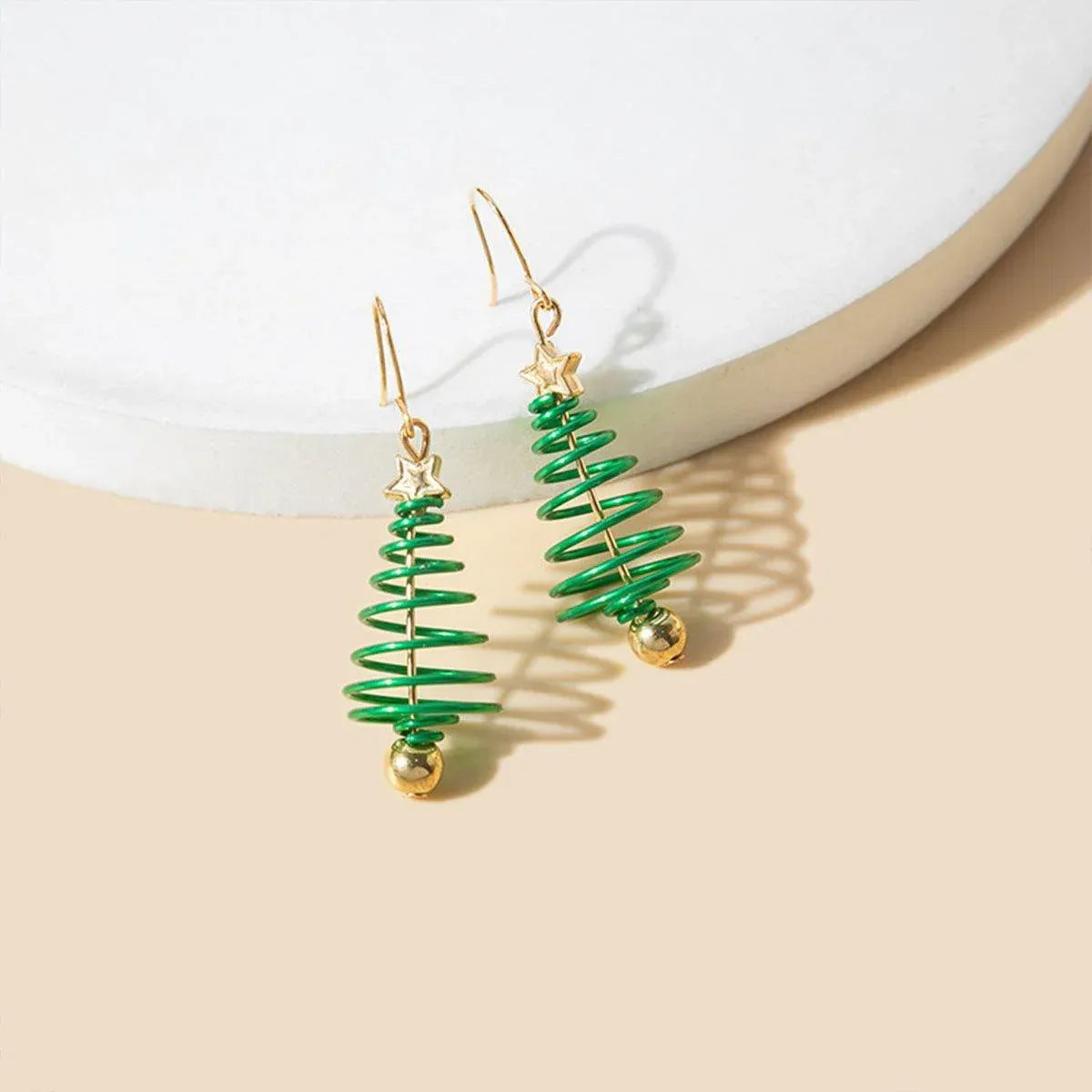 Festive Green Christmas Tree Earrings Holiday Jewelry for Women Gift Accessory