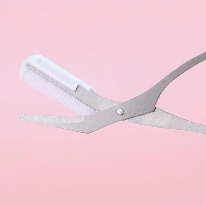 Eyebrow Scissors with Comb Stainless Steel Makeup Trimmer Beauty Tool 3 Colours - White (Eyebrow Razor + Scissor)