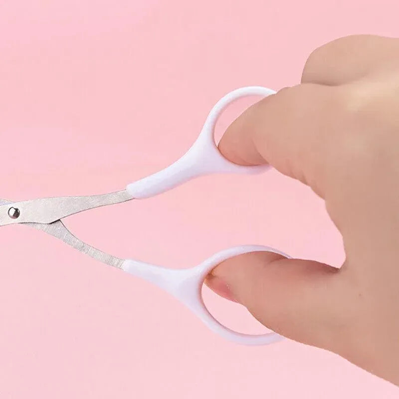 Eyebrow Scissors with Comb Stainless Steel Makeup Trimmer Beauty Tool 3 Colours - White (Eyebrow Razor + Scissor)
