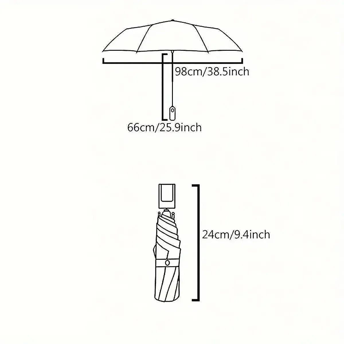 Folding Umbrella Triple Fold Sunshade Rainproof UV Protection Compact Umbrella - Black