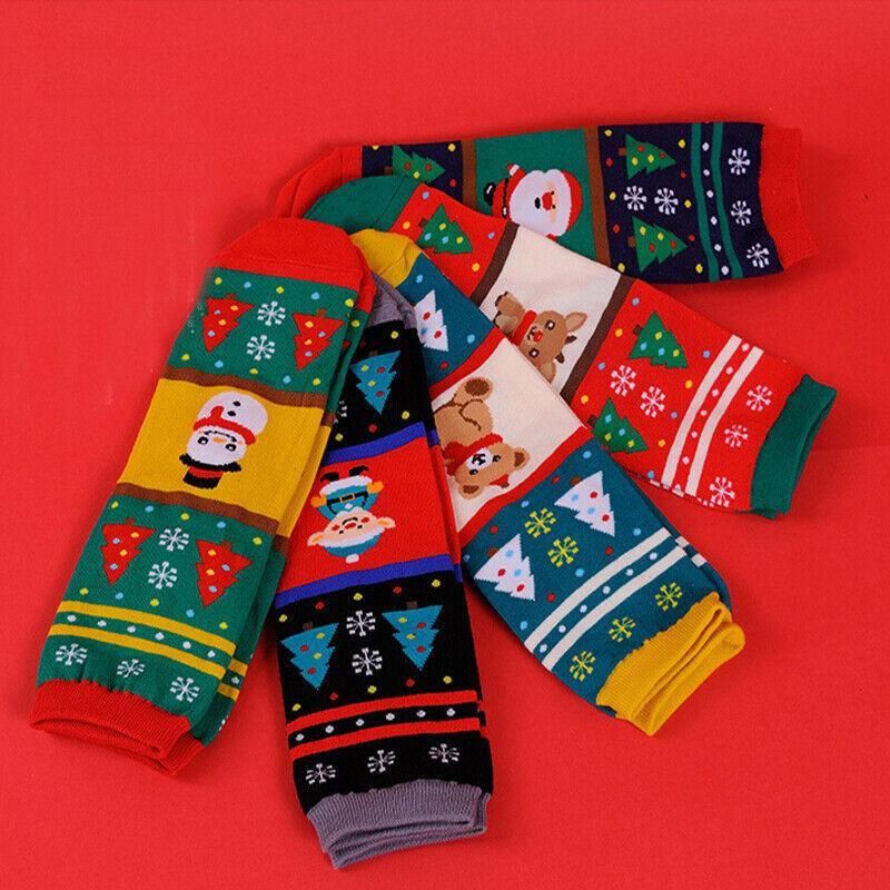 Christmas Socks Santa Reindeer Snowman Pattern Xmas Party Gift Stockings - Deer