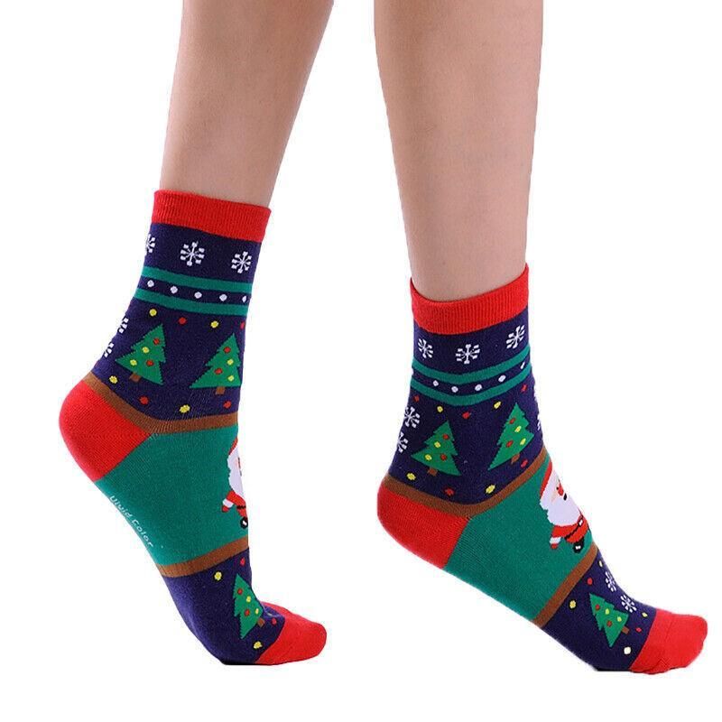 Christmas Socks Santa Reindeer Snowman Pattern Xmas Party Gift Stockings - Santa