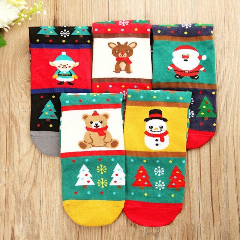 Christmas Socks Santa Reindeer Snowman Pattern Xmas Party Gift Stockings - Santa