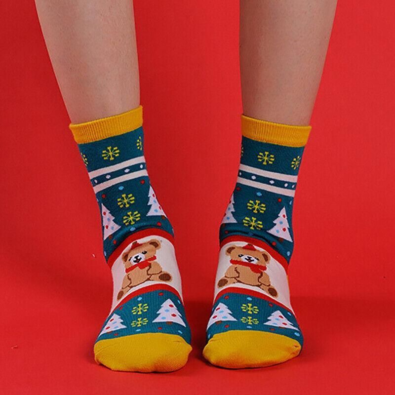 Christmas Socks Santa Reindeer Snowman Pattern Xmas Party Gift Stockings - Santa
