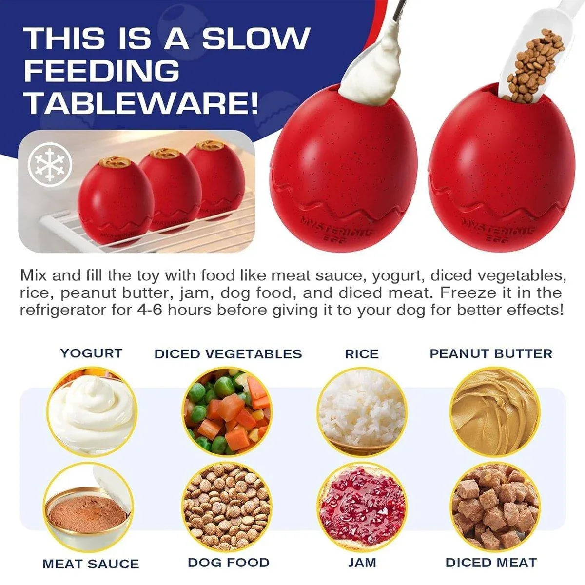 Licking Dog Gnawing Toy Slow Feeder Dinosaur Eggs Interactive Slow Food Dog Toy - Red