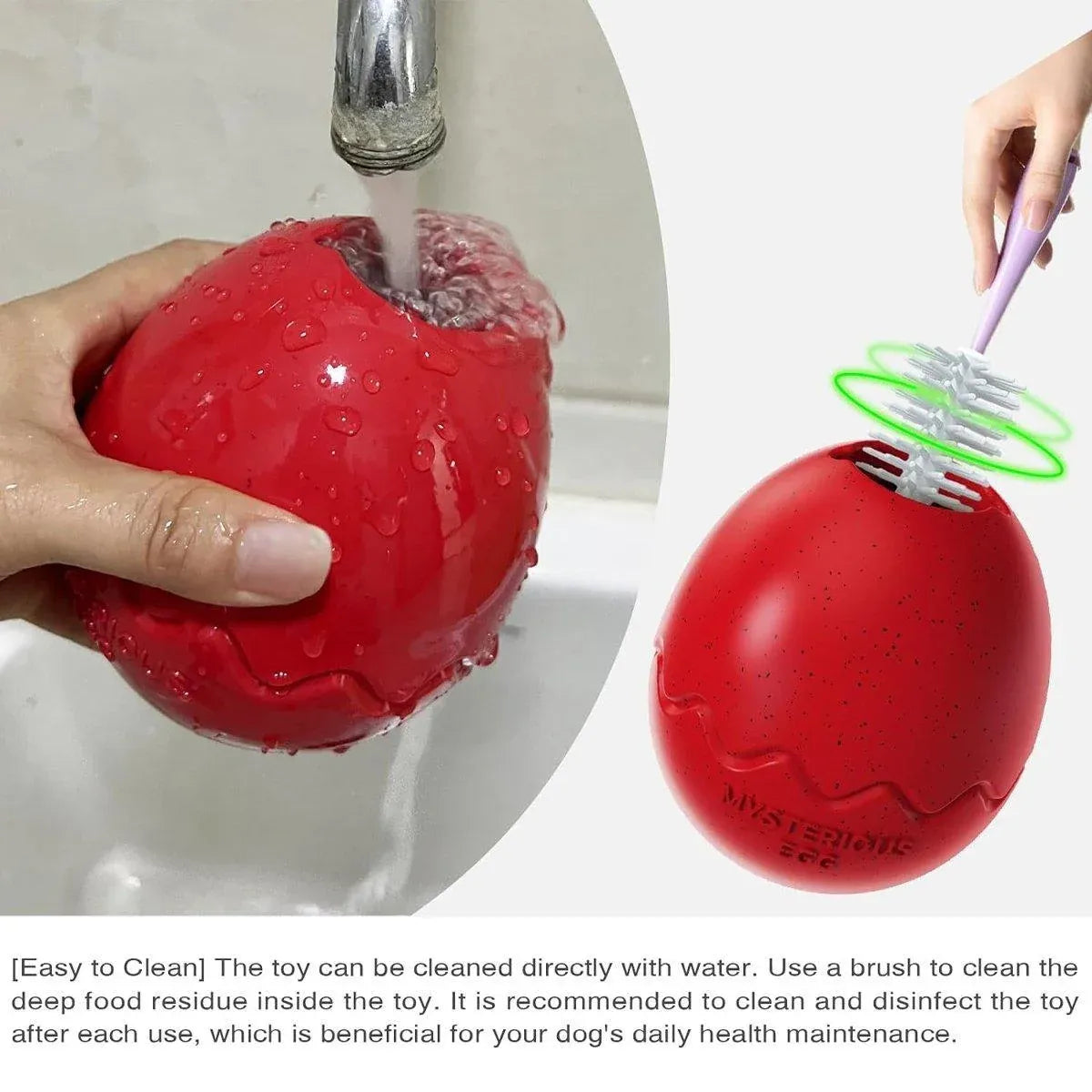 Licking Dog Gnawing Toy Slow Feeder Dinosaur Eggs Interactive Slow Food Dog Toy - Red