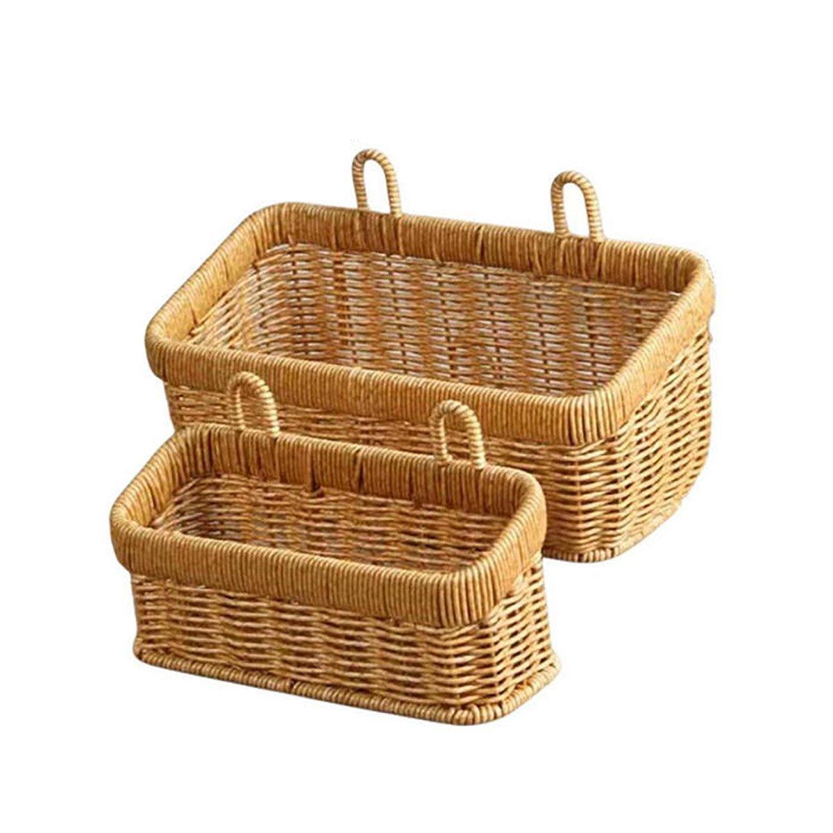 Wall-Mounted Rattan Style Hanging Storage Basket Kitchen Vegetable Fruit Basket - Small