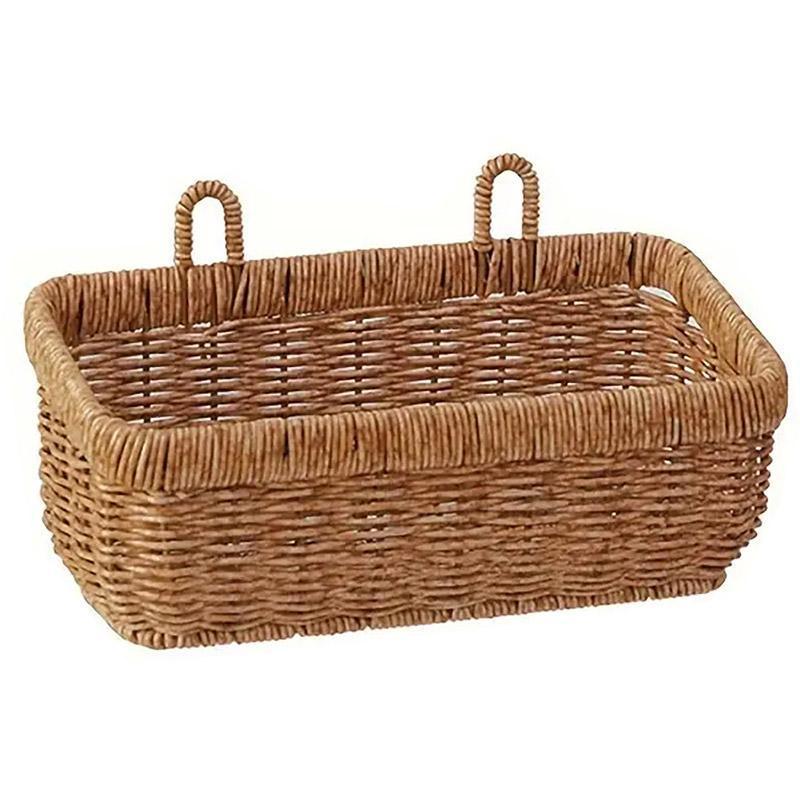 Wall-Mounted Rattan Style Hanging Storage Basket Kitchen Vegetable Fruit Basket - Small
