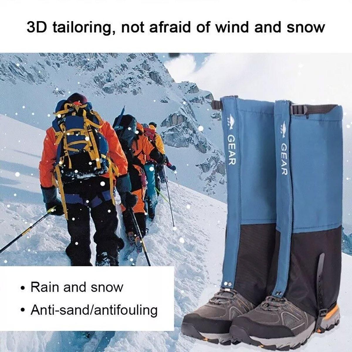 Waterproof Gaiters Snowproof Sandproof Leg Cover Hiking Skiing Outdoor Gear - Black-XL