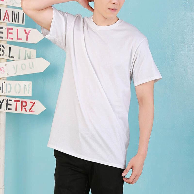 S Size Gildan Men T-shirt Plain Blank 100% premium Cotton Basic Tee Short Sleeve 76000 - White