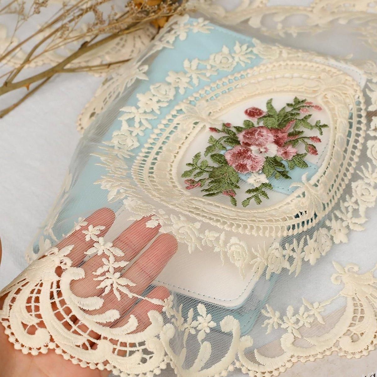 4 Pack Retro Lace Oval Placemats 31x42cm French Crochet Doilies 4 Colors Set - White