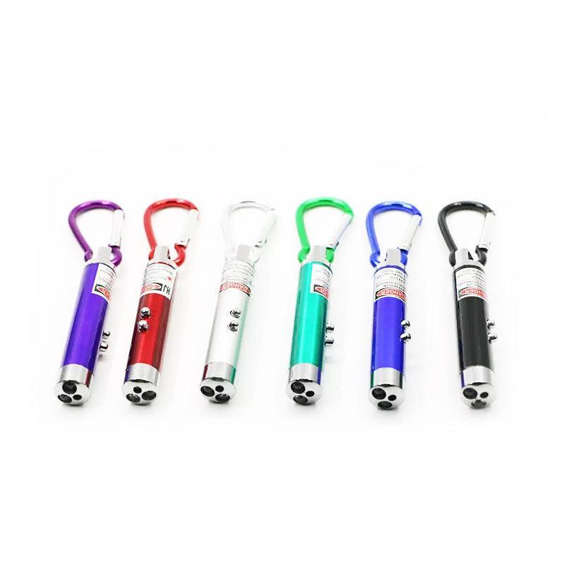 Interactive Cat Laser Pointer Toy with LED and UV Light for Pet Play Training - Purple