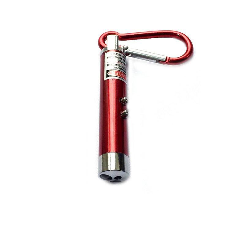 Interactive Cat Laser Pointer Toy with LED and UV Light for Pet Play Training - Red