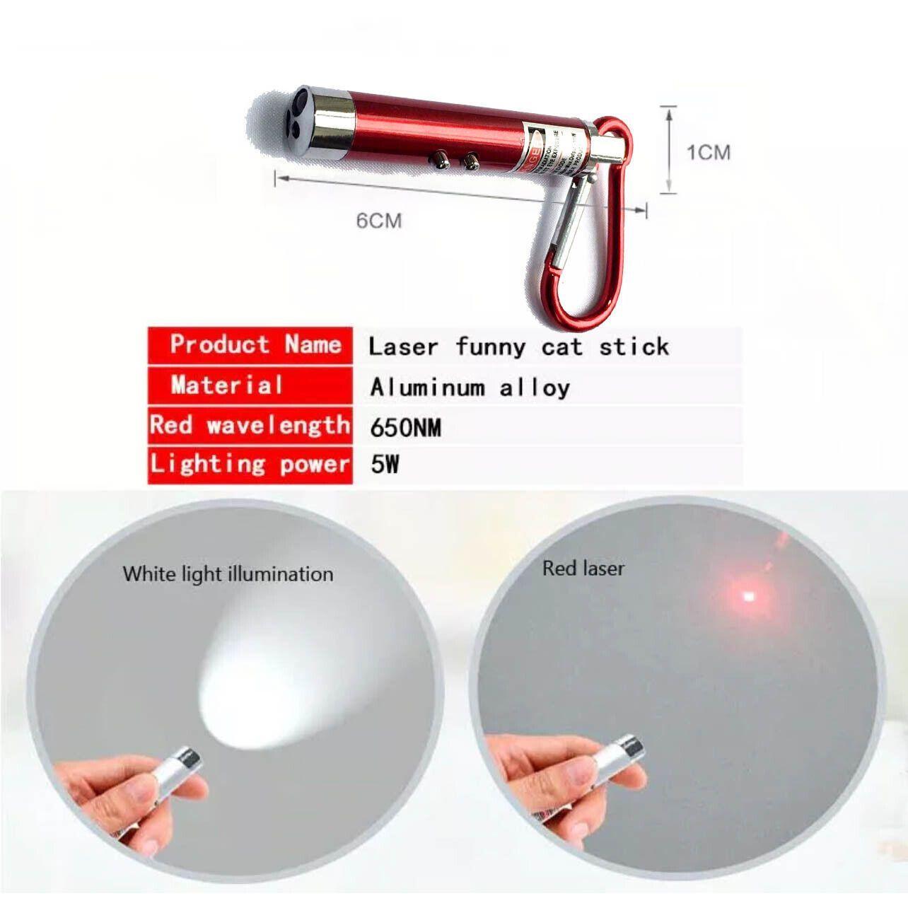 Interactive Cat Laser Pointer Toy with LED and UV Light for Pet Play Training - Silver