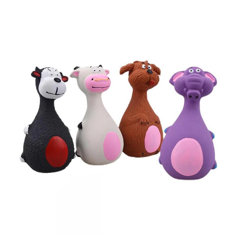 Latex Squeaky Dog Toys Puppy Pet Chew Toys Squeaker Soft and Interactive - Brown