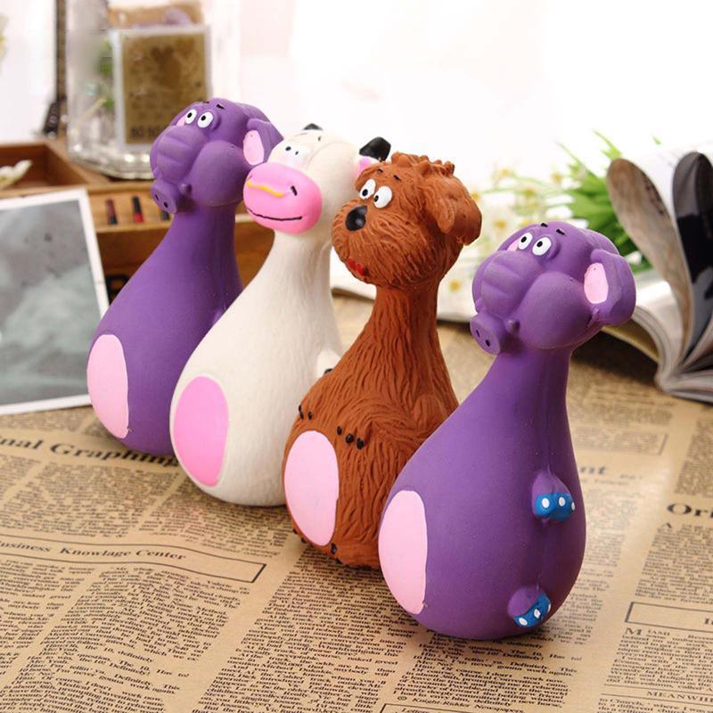 Latex Squeaky Dog Toys Puppy Pet Chew Toys Squeaker Soft and Interactive - Brown