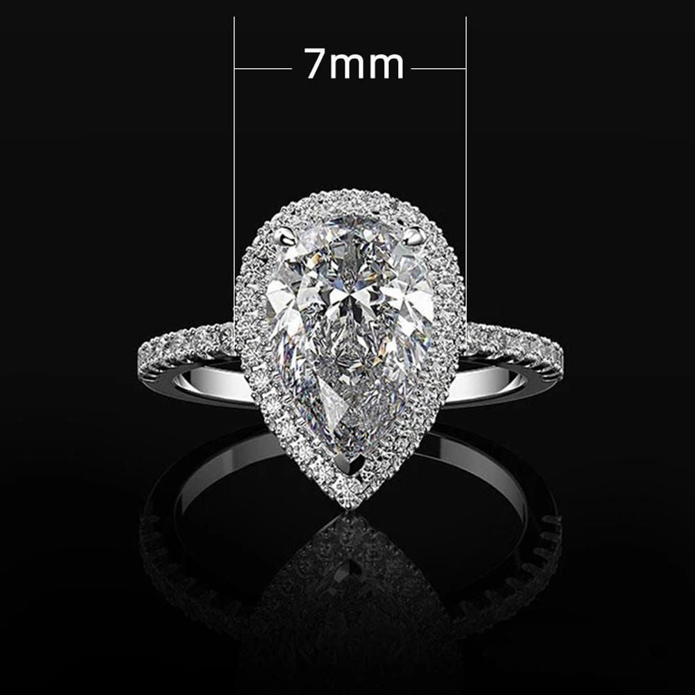 Sparkling Pear Shaped Zircon Cluster Ring Pear Shape Engagement Women Gift - 6