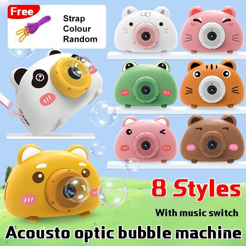 Acousto Optic Bubble Machine Camera Animal-Shaped With Light Music Toy Gift - Panda