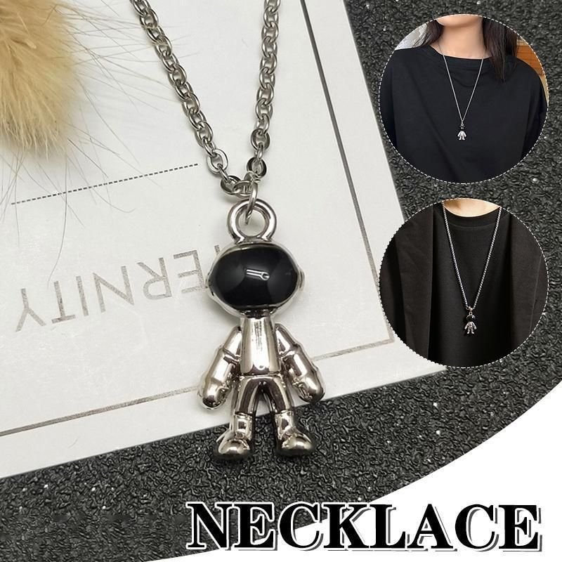 Hip Hop Titanium Steel Astronaut Pendant Necklace Men Women Gift