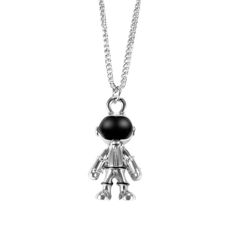 Hip Hop Titanium Steel Astronaut Pendant Necklace Men Women Gift