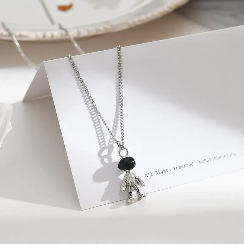 Hip Hop Titanium Steel Astronaut Pendant Necklace Men Women Gift