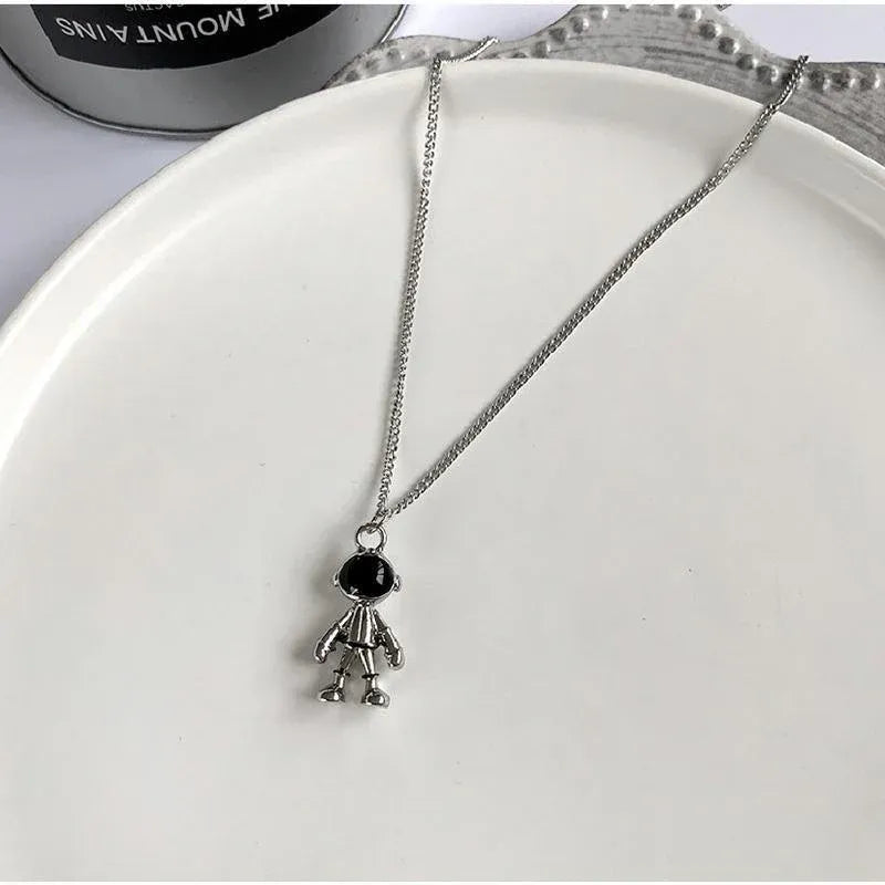 Hip Hop Titanium Steel Astronaut Pendant Necklace Men Women Gift