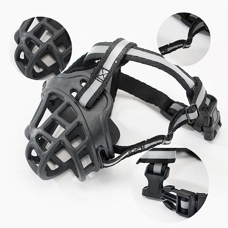 6 Sizes Adjustable Pet Dog No Bite Silicone Basket Muzzle Cage Mouth Mesh Cover - 4#
