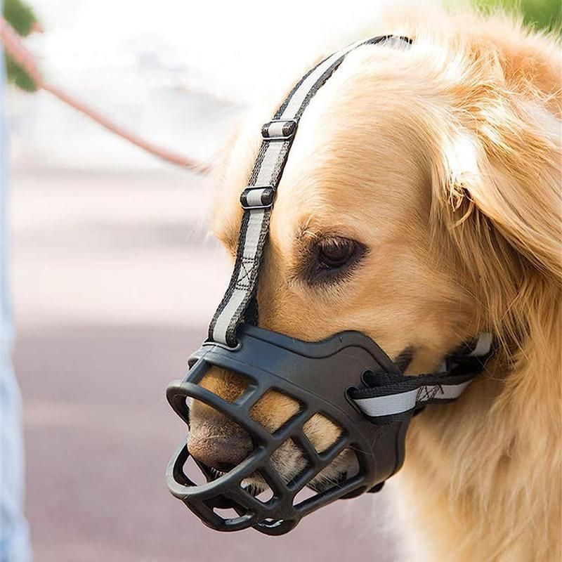 6 Sizes Adjustable Pet Dog No Bite Silicone Basket Muzzle Cage Mouth Mesh Cover - 4#