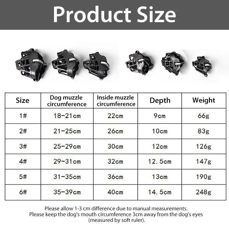 6 Sizes Adjustable Pet Dog No Bite Silicone Basket Muzzle Cage Mouth Mesh Cover - 6#