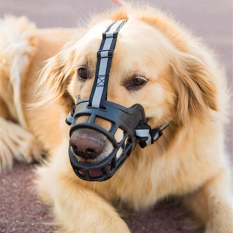 6 Sizes Adjustable Pet Dog No Bite Silicone Basket Muzzle Cage Mouth Mesh Cover - 6#