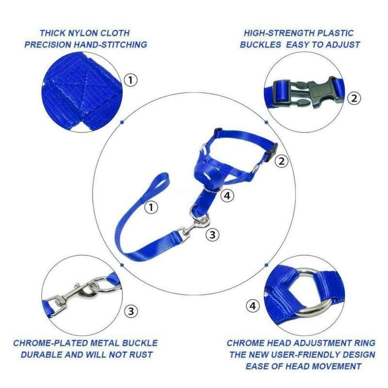 Pink Dog Training Head Collar Halter Stop Pulling Training Tool Harness Strap Leader - S