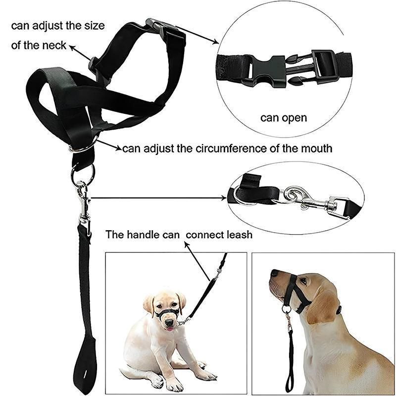 Pink Dog Training Head Collar Halter Stop Pulling Training Tool Harness Strap Leader - M