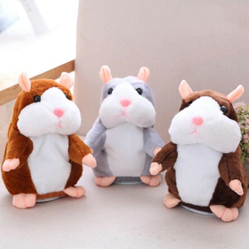 Plush Talking Hamster Toy with Voice Mimicry Nod Action Xmas Gift for Pet Lovers - Light Brown