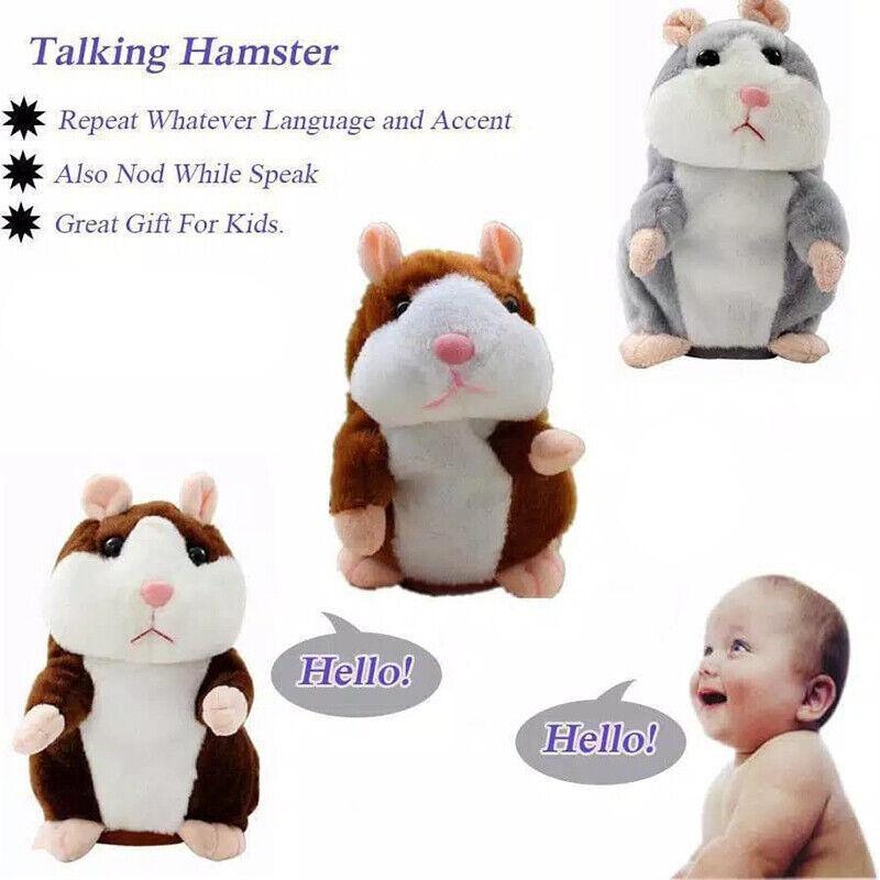 Plush Talking Hamster Toy with Voice Mimicry Nod Action Xmas Gift for Pet Lovers - Light Brown