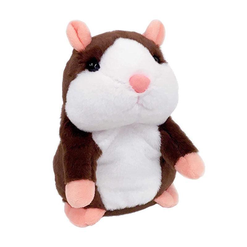 Plush Talking Hamster Toy with Voice Mimicry Nod Action Xmas Gift for Pet Lovers - Light Brown