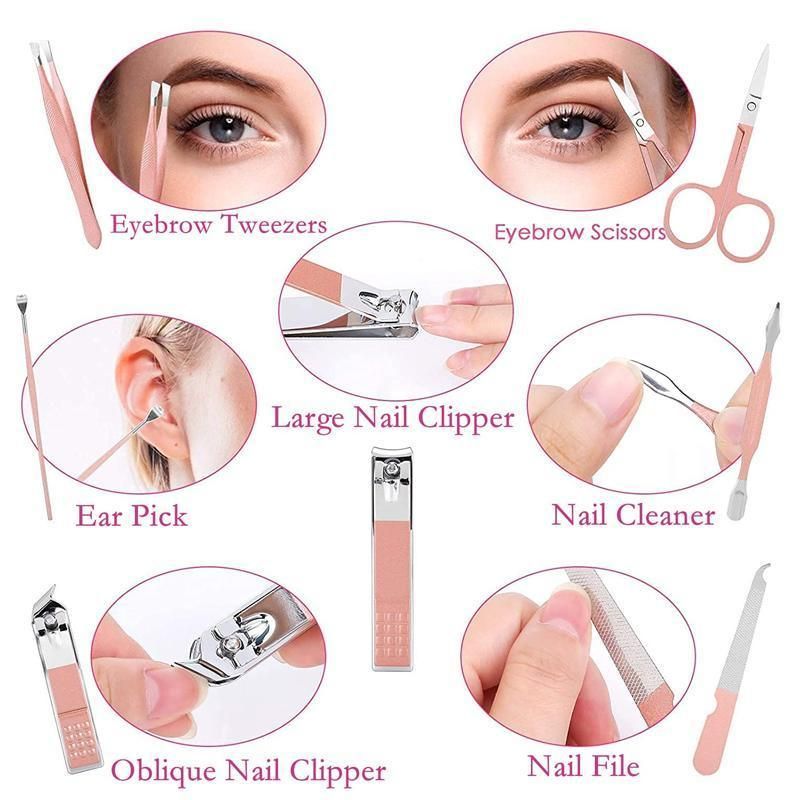 7PCS Manicure Pedicure Set Stainless Nail Clippers Kit Cuticle Grooming Case