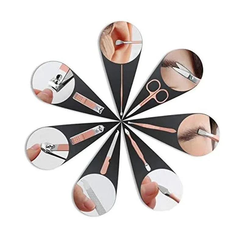 7PCS Manicure Pedicure Set Stainless Nail Clippers Kit Cuticle Grooming Case