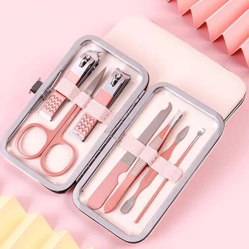 7PCS Manicure Pedicure Set Stainless Nail Clippers Kit Cuticle Grooming Case