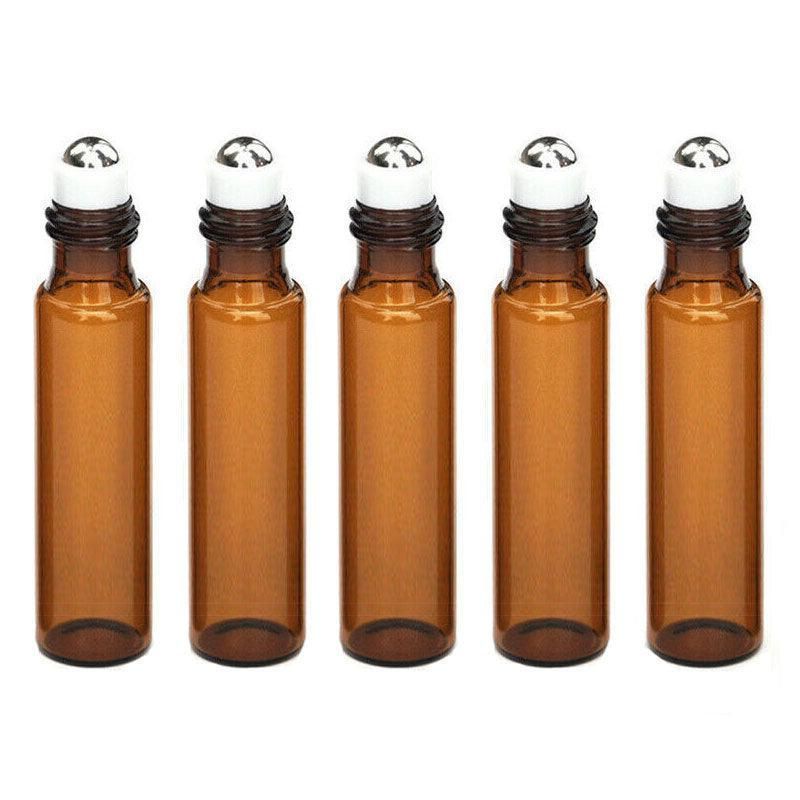 10Ml Roller Rollerball Perfume Essential Oil Roll On Ball Amber Glass Bottle - 20PCS