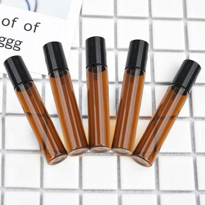 10Ml Roller Rollerball Perfume Essential Oil Roll On Ball Amber Glass Bottle - 20PCS