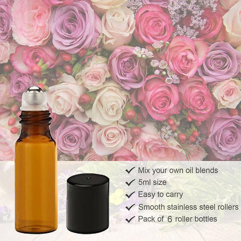 10Ml Roller Rollerball Perfume Essential Oil Roll On Ball Amber Glass Bottle - 20PCS