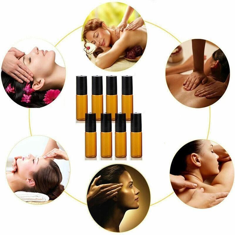 10Ml Roller Rollerball Perfume Essential Oil Roll On Ball Amber Glass Bottle - 20PCS
