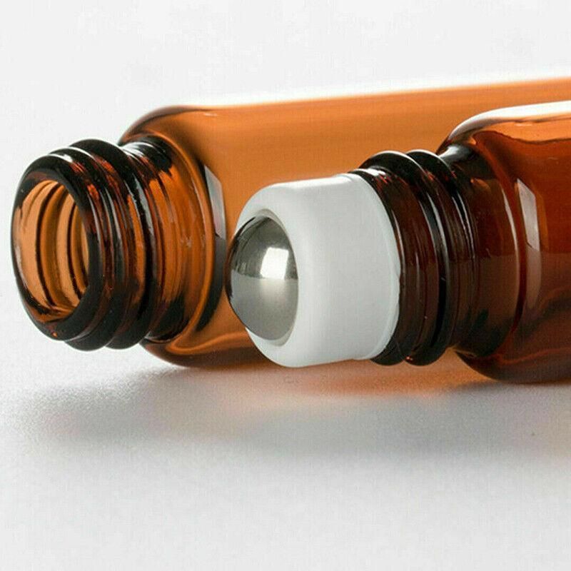 10Ml Roller Rollerball Perfume Essential Oil Roll On Ball Amber Glass Bottle - 20PCS