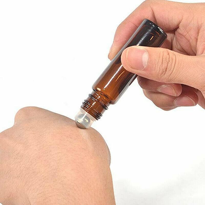10Ml Roller Rollerball Perfume Essential Oil Roll On Ball Amber Glass Bottle - 20PCS