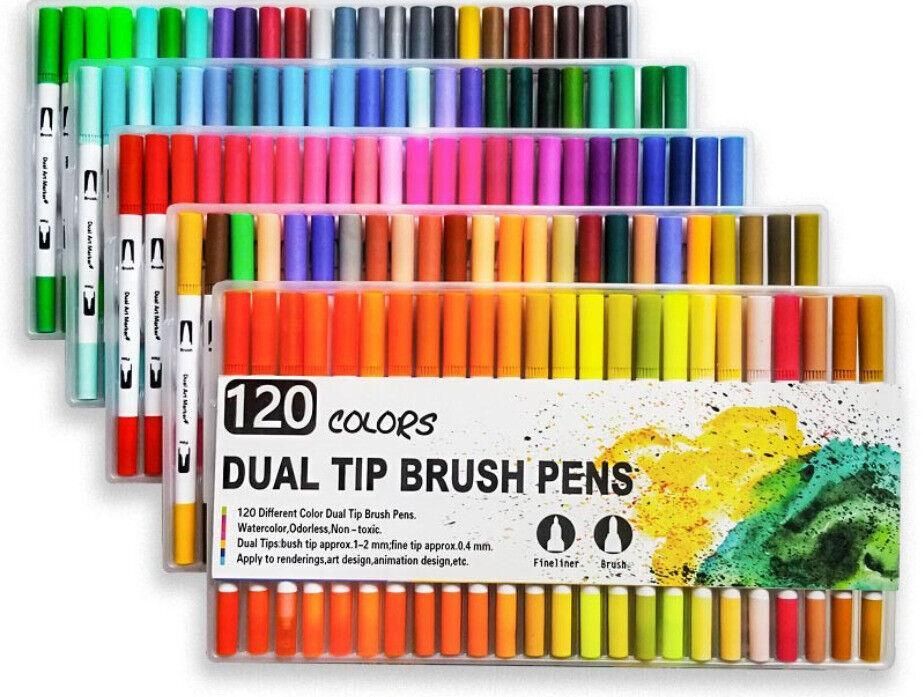 12-120 Watercolor Brush Pen Set Artist Sketch Marker - White-36 Colours