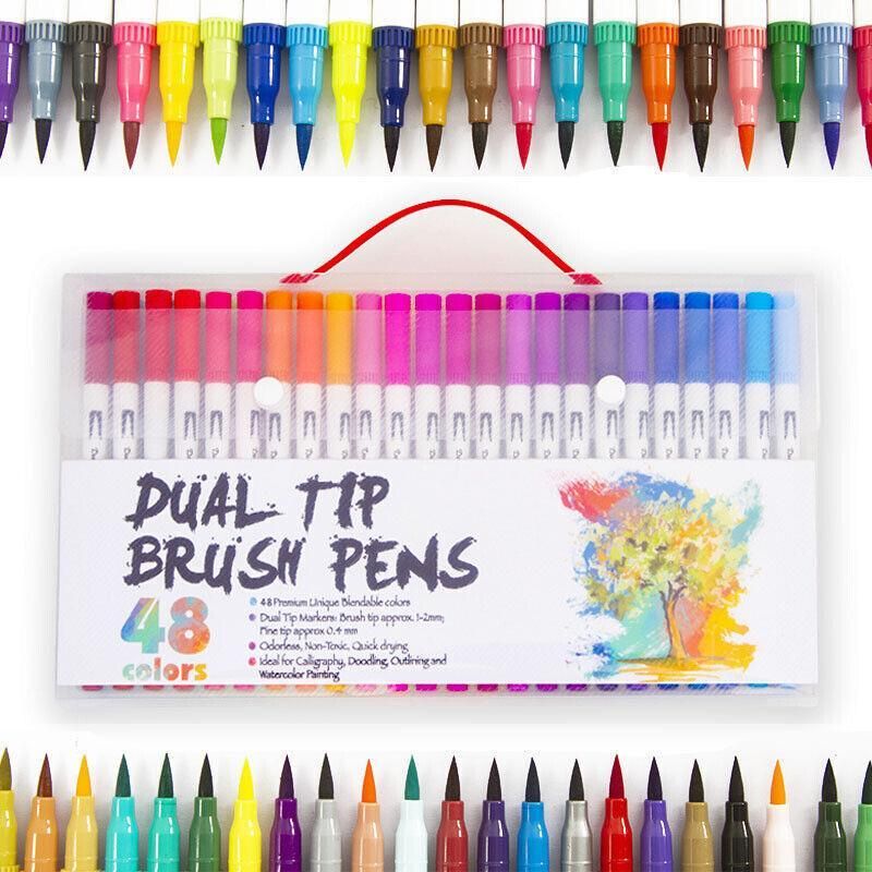 12-120 Watercolor Brush Pen Set Artist Sketch Marker - White-36 Colours