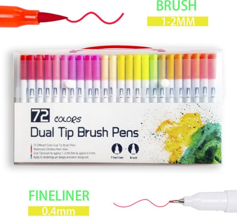 12-120 Watercolor Brush Pen Set Artist Sketch Marker - White-36 Colours